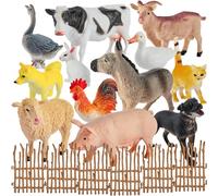 BUYGER Figurines Animaux de la Ferme de Grande Taille, Animaux de la Ferme Realistes en Plastique avec Clôture à Monter, Jouet Cadeau pour Filles et Garçons 3 4 5 Ans