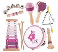 Buyger Instruments de Musique Bébé, Ensemble d'instruments à Percussion avec Xylophone, Jouet en Bois Musicaux Montessori, Cadeau d'anniversaire pour Enfant Fille Garçons 1 2 3+ Ans
