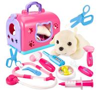 BUYGER Jouet Mallette Docteur Veterinaire avec Peluche Chien pour Enfant Fille Garçon, Jeu d'imitation