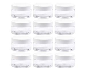 BUYGOO 100ML Cosmétiques Vide en plastique transparent vide avec capuchons pour perles, contenant de 12 PCS pour échantillons cosmétiques, stockage de crème