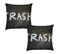 buyiikjd Font TrashHousse De Coussin 12 "x12 Lot De 2 | en Tissu Épais Aspect Lin, Doux Et Décoratif pour Canapé Et Salon - Style Bohème Chic, Idéal pour Décoration Chambre, Beige Crème