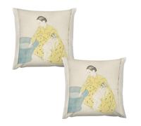 buyiikjd Mom BabyHousse De Coussin 16 "x16 Lot De 2 | en Tissu Épais Aspect Lin, Doux Et Décoratif pour Canapé Et Salon - Style Bohème Chic, Idéal pour Décoration Chambre, Beige Crème