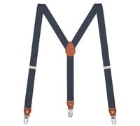 Buyless Fashion Bretelles en cuir pour hommes - 48 "Bretelles élastiques ajustables 1" - Forme Y - 5138-Denim-Blue