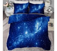 buyluhn Couette 140x190 4 Saisons, Couette Ciel éToilé Imprimée 1 Personne pour Lit 90x190 Enfant Fille Garçon, Edredon Duvet Bleu Ete Hiver avec 2 Taies d'oreiller, Lavable en Machine