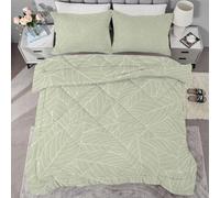 buyluhn Couette 140x190 4 Saisons, Couette Feuille Imprimée 1 Personne pour Lit 90x190 Enfant Fille Garçon, Edredon Duvet Vert Ete Hiver avec 2 Taies d'oreiller, Lavable en Machine
