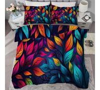 buyluhn Couette 140x200 4 Saisons, Couette Feuilles ColoréEs Imprimée 1 Personne pour Lit 90x190 Enfant, Edredon Duvet Feuille Ete Hiver avec 1 Taies d'oreiller, Lavable en Machine
