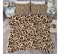 buyluhn Couette 140x200 4 Saisons, Couette Imprimé Léopard Imprimée 1 Personne pour Lit 90x190 Enfant Fille Garçon, Edredon Duvet Brun Ete Hiver avec 2 Taies d'oreiller, Lavable en Machine