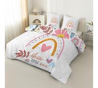 Buyluhn Couette 140x200 Enfant 4 Saisons, Imprimée Arc-en-Ciel 1 Personne, Fleurs avec 2 Taies d'Oreiller pour Lit 90x190 Fille Été Hiver, Couette Reversible sans Housse Lavable