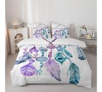 buyluhn Couette 140x200 Imprimée Attrape-RêVes Couette 4 Saisons 1 Personne en Microfibre, Edredon Plumes Réversible, avec 2 Taies d’Oreiller, Lavable en Machine &H928