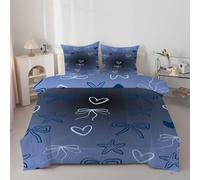 buyluhn Couette 160x200 Imprimée NœUd Couette 4 Saisons 1 Personne en Microfibre, Edredon CœUr Réversible, avec 2 Taies d’Oreiller, Lavable en Machine &H113