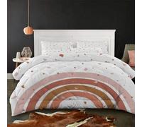 buyluhn Couette 200x200 Imprimée 4 Saisons, Couette Arc-en-Ciel 2 Personnes Reversible, Edredon Duvet Couleur Terre Cuite avec 2 Taies d'oreiller pour Adulte Fille Ete Hiver, Lavable en Machine