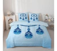 buyluhn Couette 200x200 Imprimée Attrape-RêVes 4 Saisons 2 Personnes en Microfibre Douce Plumes BohèMes Réversible sans Housse, avec 2 Taies d’Oreiller, Lavable en Machine &H817