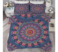 buyluhn Couette 200x220 Imprimée 4 Saisons, Couette Mandalas 2 Personnes Reversible, Edredon Duvet Bohême avec 2 Taies d'oreiller pour Ete Hiver Adulte, Lavable en Machine