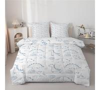 buyluhn Couette 200x220 Imprimée Petits Dinosaures 4 Saisons 2 Personnes en Microfibre Douce Feuilles de Monstera Réversible sans Housse, avec 2 Taies d’Oreiller, Lavable en Machine &H868