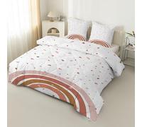 buyluhn Couette Enfant 140x200 cm 4 Saisons - Couette Imprimée Arc-en-Ciel Reversible, Couleur Terre Cuite, pour Lit 90x190, Lavable, sans Housse, avec 2 Taies d’Oreiller