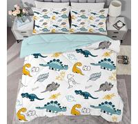 buyluhn Couette Imprimée 140x200 4 Saisons,Couette Dinosaure 1 Personne pour Lit 90x190 Enfant, Edredon Duvet Bleu Ete Hiver avec 1 Taies d'oreiller, Lavable en Machine