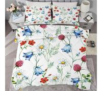 buyluhn Couette Imprimée 200x200 4 Saisons,Couette Fleur Adulte 2 Personnes Reversible, Edredon Duvet Couleur Ete Hiver avec 2 Taies d'oreiller, Lavable en Machine