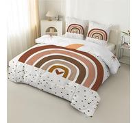 buyluhn Couette Imprimée 260x240 4 Saisons, Couette Arc-en-Ciel 2 Personnes Grande Taille, Edredon Duvet Lune avec 2 Taies d'oreiller pour Ete Hiver Adulte, Lavable en Machine, Brun