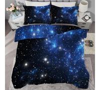 buyluhn Couette Imprimée 260x240 4 Saisons,Couette Ciel éToilé Bleu Adulte 2 Personnes Grande Taille, Edredon Duvet Bleu Marine Ete Hiver avec 2 Taies d'oreiller,Lavable en Machine