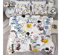 buyluhn Couette Imprimée 260x240 4 Saisons, Couette Fleur 2 Personnes Grande Taille, Edredon Duvet Usine avec 2 Taies d'oreiller pour Ete Hiver Adulte, Lavable en Machine