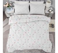 buyluhn Couette Imprimée 260x240 4 Saisons,Couette Fleur Adulte 2 Personnes Grande Taille, Edredon Duvet Fleur Ete Hiver avec 2 Taies d'oreiller,Lavable en Machine