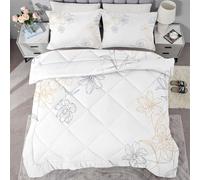 buyluhn Couette Imprimée 260x240 4 Saisons, Couette Fleur Adulte 2 Personnes Grande Taille, Edredon Duvet Fleur Ete Hiver avec 2 Taies d'oreiller,Lavable en Machine