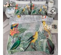 buyluhn Couette Imprimée 260x240 4 Saisons,Couette Plantes Tropicales Adulte 2 Personnes Grande Taille, Edredon Duvet Perroquet Ete Hiver avec 2 Taies d'oreiller,Lavable en Machine