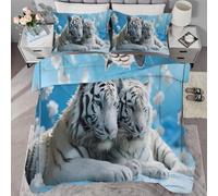 buyluhn Couette Imprimée 260x240 4 Saisons, Couette Tigre Blanc 2 Personnes Grande Taille, Edredon Duvet Animal avec 2 Taies d'oreiller pour Ete Hiver Adulte, Lavable en Machine