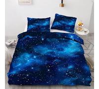 buyluhn Housse de Couette 160x200 Ciel éToilé Cosmique avec 2 Taies d'oreiller 65x65 cm, Parure de Lit Motif Voie LactéE pour 2 Personnes, Ensemble de Literie en Microfibre avec Fermeture Éclair U&23