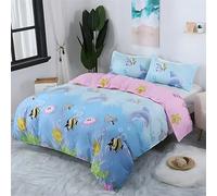 buyluhn Housse de Couette 200x200 Vie Marine, Parure de Lit 2 Personnes, Sets de Housse Couette en Microfibre Dauphin Mignon Linge de Lit avec Fermeture Éclair et 2 Taies d’Oreiller 65x65 cm &M164