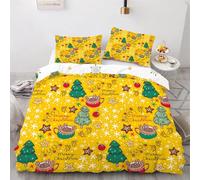 buyluhn Housse de Couette 90x190 Sapin de NoëL Parure de Lit Réversible Enfant pour 1 Personne avec Fermeture Éclair, Ensemble de Literie éToile avec 2 Taies d'oreiller 65x65 cm p60