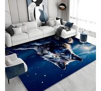 buyluhn Petit Tapis Loup Animaux Bleu Stripe Entree Interieur Absorbant 60x120, Paillasson Fin Tapis Salon 3D Moderne Lavable Machine Tapis Doux Decoration, Moquette Poil Ras Enfant Ado Adulte G&820