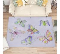 buyluhn Petit Tapis Papillon Violet Entree Interieur Absorbant 100x120, Paillasson Fin Tapis Salon Animal Lavable Machine Tapis Doux Decoration, Moquette Poil Ras Enfant Ado Adulte N42