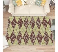 buyluhn Tapis Diamant Marron Beige Lavable en Machine Tapis Salon 140x200 Poil Court, Tapis Rétro Descente de Lit Chambre Doux Tapis Sol Absorbant, Moquette Decoration Ado Adulte N121