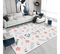 buyluhn Tapis Entrée 60x120 cm Feuilles Multicolore - Paillasson Absorbant et Lavable - Design Plantes - pour Salon, Enfant Ado Adulte - Décoration Douce à Poils Ras S&1846