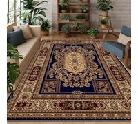 buyluhn Tapis Salon 120x120 cm Fleurs Vintage Lavable en Machine, Tapis Doux Poils Courts Antidérapant, Classique Oriental Descente de Lit Chambre Déco Maison QG12