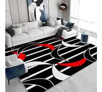 buyluhn Tapis Salon 120x180 cm Rayures Noir - Tapis Doux à Poils Courts Abstrait Lavable en Machine, Idéal Descente de Lit Chambre, Décoration Tendance Adulte et Ado S&1870