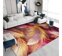 buyluhn Tapis Salon 140x140 cm Plumes - Tapis Lavable en Machine à Poils Courts, Idéal pour Descente de Lit - Moquette Moderne Décoration Tendance pour Adulte et Ado a&313