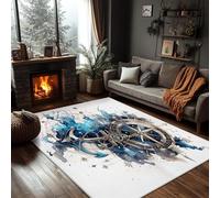 buyluhn Tapis Salon 140x200 cm Boussole et Ancre Doux - Tapis Lavable en Machine à Poils Courts, Moquette Thème Maritime Confortable pour Chambre - Décoration Tendance Adulte et Ado QS&4