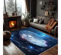 buyluhn Tapis Salon 140x200 cm Coquillage de Rêve Doux - Tapis Lavable en Machine à Poils Courts, Moquette 3D Perles Ciel Étoilé Confortable pour Chambre - Décoration Tendance Adulte et Ado QS17