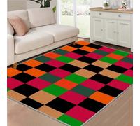 buyluhn Tapis Salon 180x200 cm Damier Géométrique Coloré Grand Tapis Lavable Machine, Antidérapant Absorbant, Pop Art Tendance Poils Courts Confortables, Salle à Manger QY#30