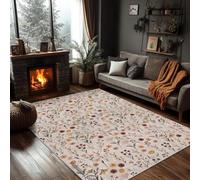 buyluhn Tapis Salon 180x270 cm Cabane Fleurs Sauvages Grand Format Lavable Machine, Antidérapant Absorbant, Végétal Floral Vintage Tapis Poils Courts Doux Salon Qk89