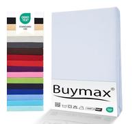 Buymax® Drap-Housse 100X200Cm Lot de Deux Drap-Housse 100% Coton Jersey, Hauteur De Matelas Jusqu'À 25 Cm, Couleur Blanc