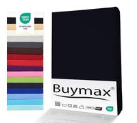 Buymax® Drap-Housse 100X200Cm Lot de Deux Drap-Housse 100% Coton Jersey, Hauteur De Matelas Jusqu'À 25 Cm, Couleur Noir
