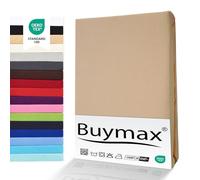 Buymax® Drap-Housse 120X200Cm Lot de Deux Drap-Housse 100% Coton Jersey, Hauteur De Matelas Jusqu'À 25 Cm, Couleur Sable
