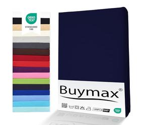 Buymax® Drap-Housse 120X200Cm Lot de Deux Drap-Housse 100% Coton Jersey, Hauteur De Matelas Jusqu'À 25 Cm, Couleur Bleu Marine