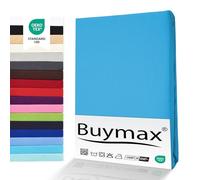 Buymax® Drap-Housse 140X200Cm Lot de Deux Drap-Housse 100% Coton Jersey, Hauteur De Matelas Jusqu'À 25 Cm, Couleur Turquoise