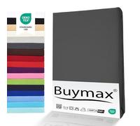 Buymax® Drap-Housse 160X200Cm Lot de Deux Drap-Housse 100% Coton Jersey, Hauteur De Matelas Jusqu'À 25 Cm, Couleur Anthracite