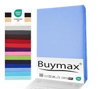 Buymax® Drap-Housse 200X200Cm Lot de Deux Drap-Housse 100% Coton Jersey, Hauteur De Matelas Jusqu'À 25 Cm, Couleur Bleu Clair