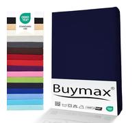 Buymax® Drap-Housse 200X200Cm Paquet De Deux Drap-Housse 100% Coton Jersey, Hauteur De Matelas Jusqu'À 25 Cm, Couleur Bleu Marine